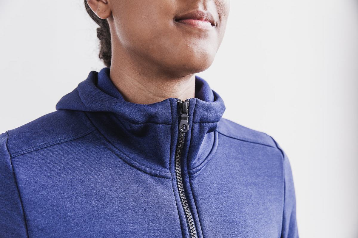 Nobull Performance Zip-up Women's Hoodie Navy | Australia (KR3718)